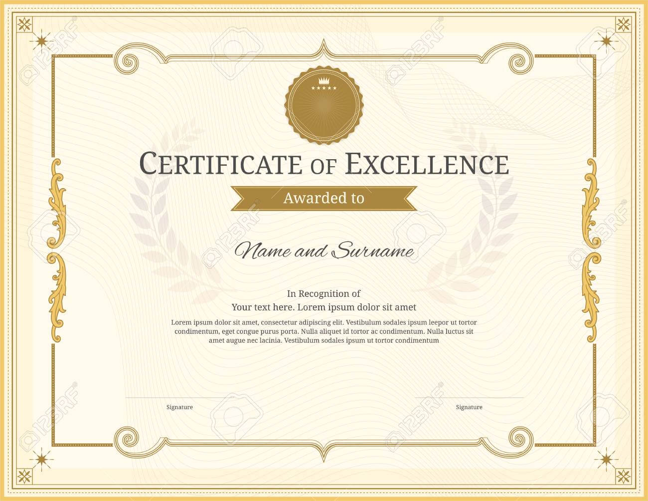 Luxury Certificate Template With Elegant Border Frame, Diploma.. Intended For Commemorative Certificate Template