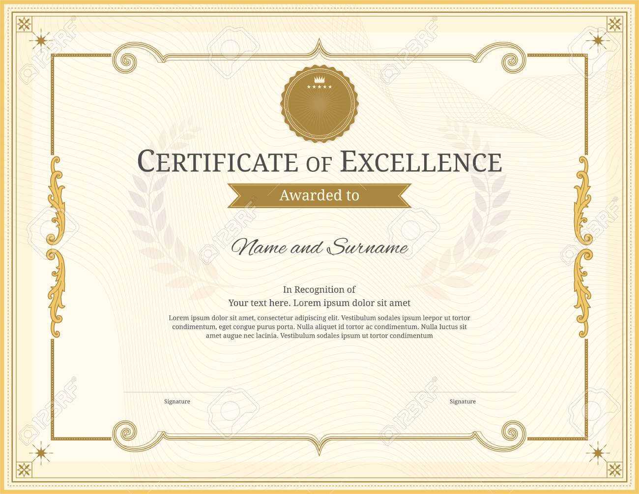 Luxury Certificate Template With Elegant Border Frame, Diploma.. Intended For Commemorative Certificate Template