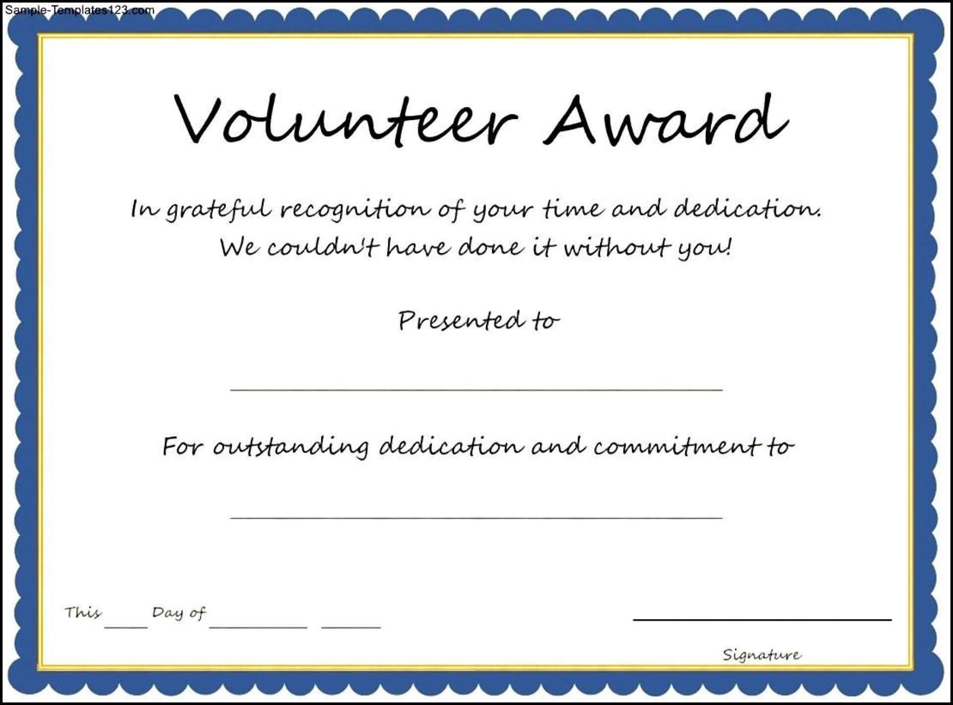 Magnificent Free Printable Certificate Templates Word Fun For Volunteer Of The Year Certificate Template