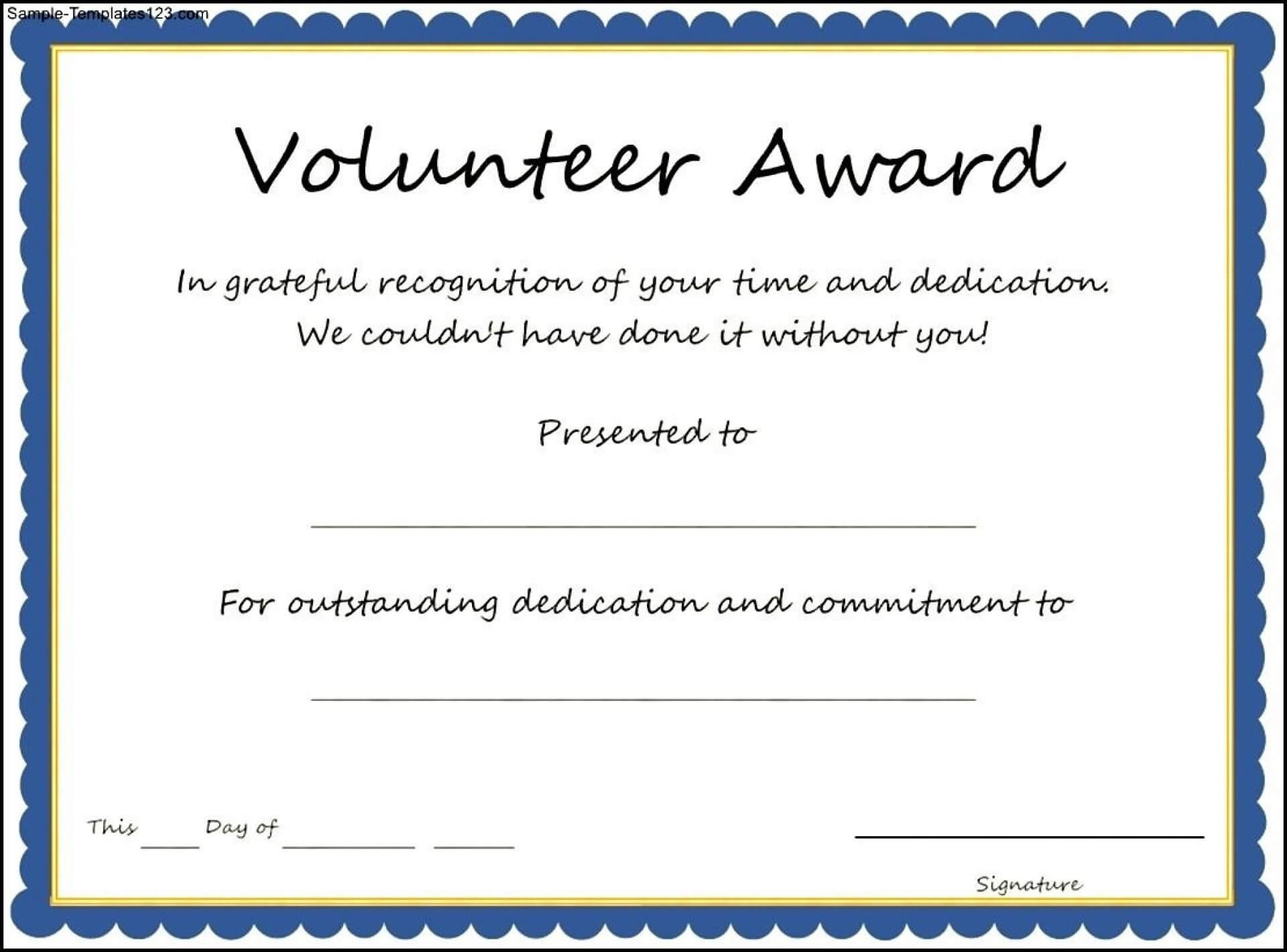 Magnificent Free Printable Certificate Templates Word Fun Inside Volunteer Award Certificate Template