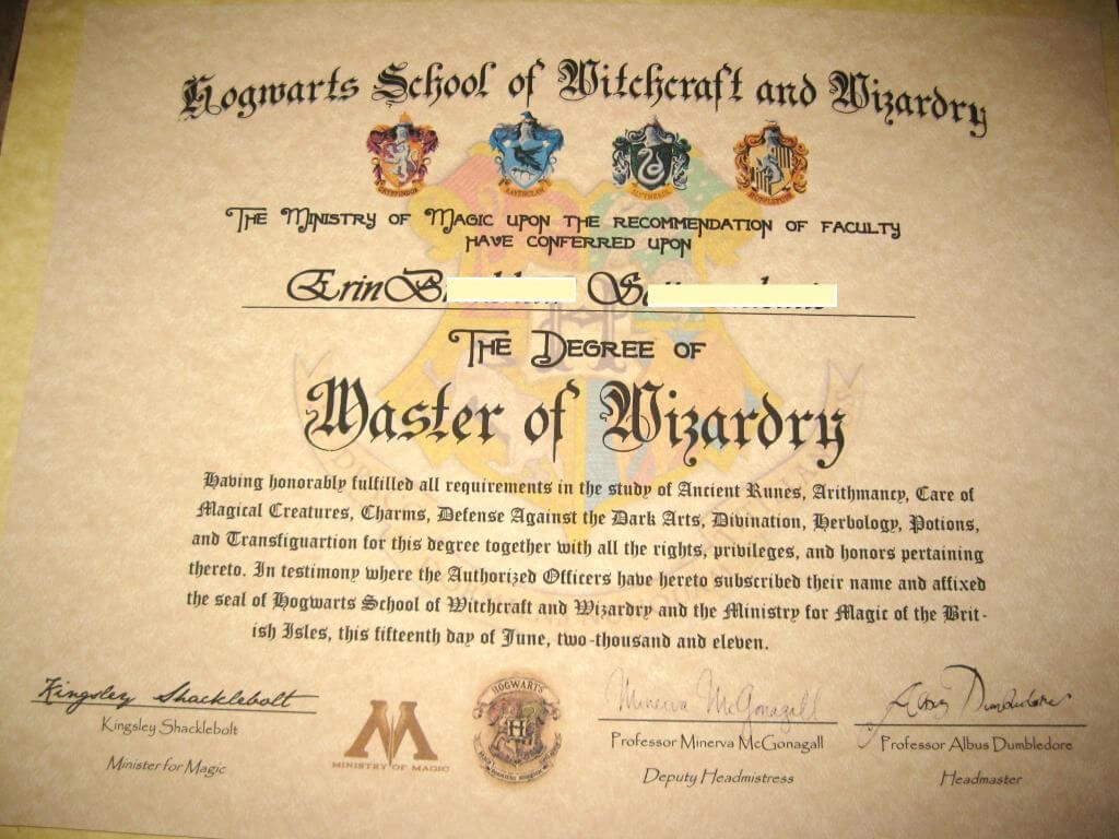 Make Your Own Harry Potter Hogwarts Diploma, Acceptance In Harry Potter Certificate Template