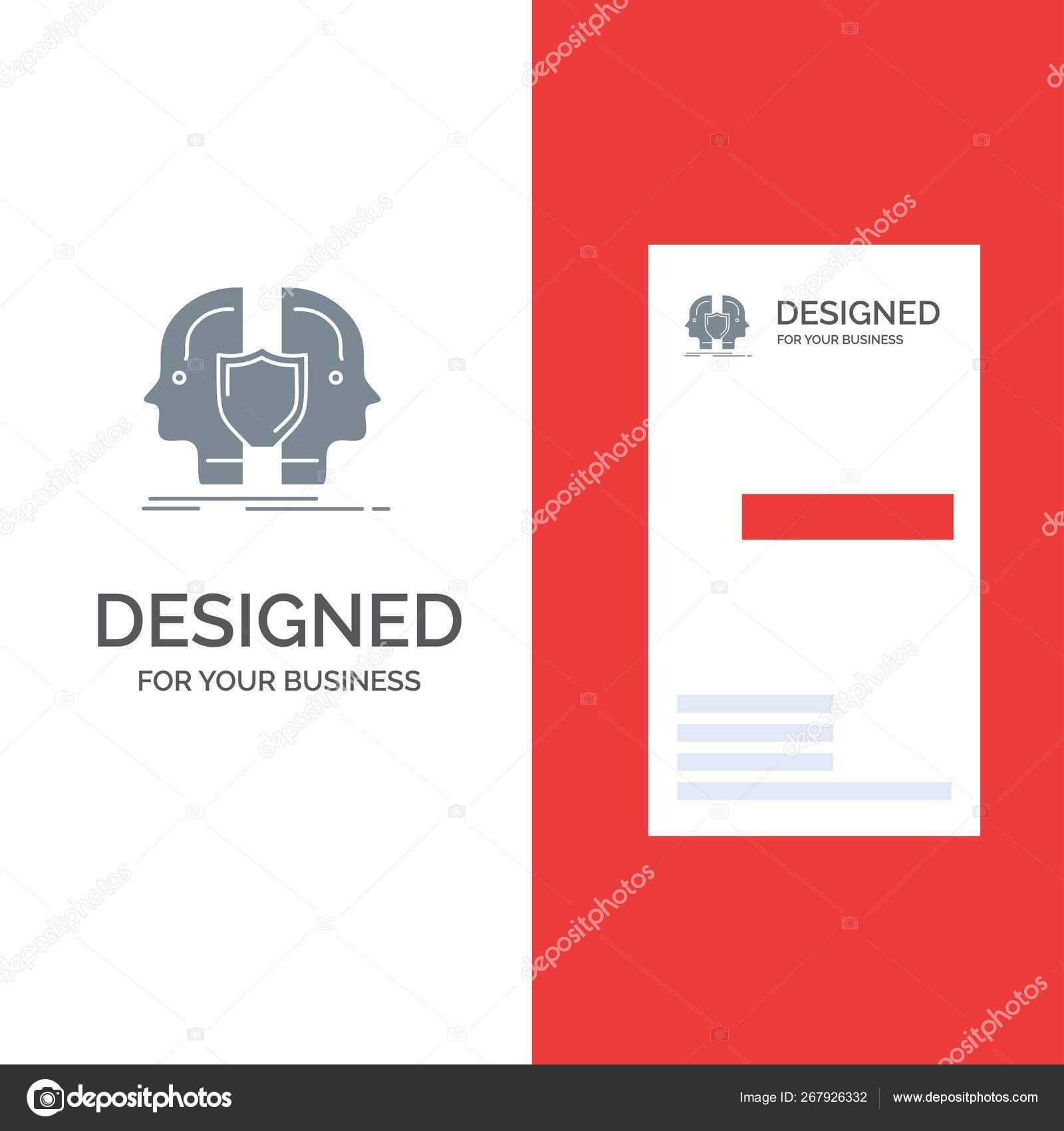 Man Face Dual Identity Shield Grey Logo Design Business Card Inside Shield Id Card Template