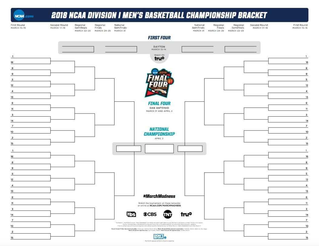 March Madness Bracket 2018: Official And Printable .pdf For Pertaining To Blank Ncaa Bracket Template