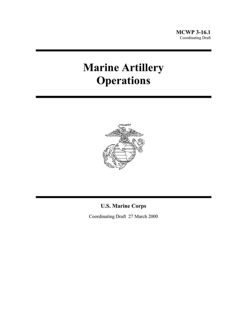 Marine Artillery Operations Mcwp 3 16.1 U.s. Marine Corps Inside Usmc Meal Card Template