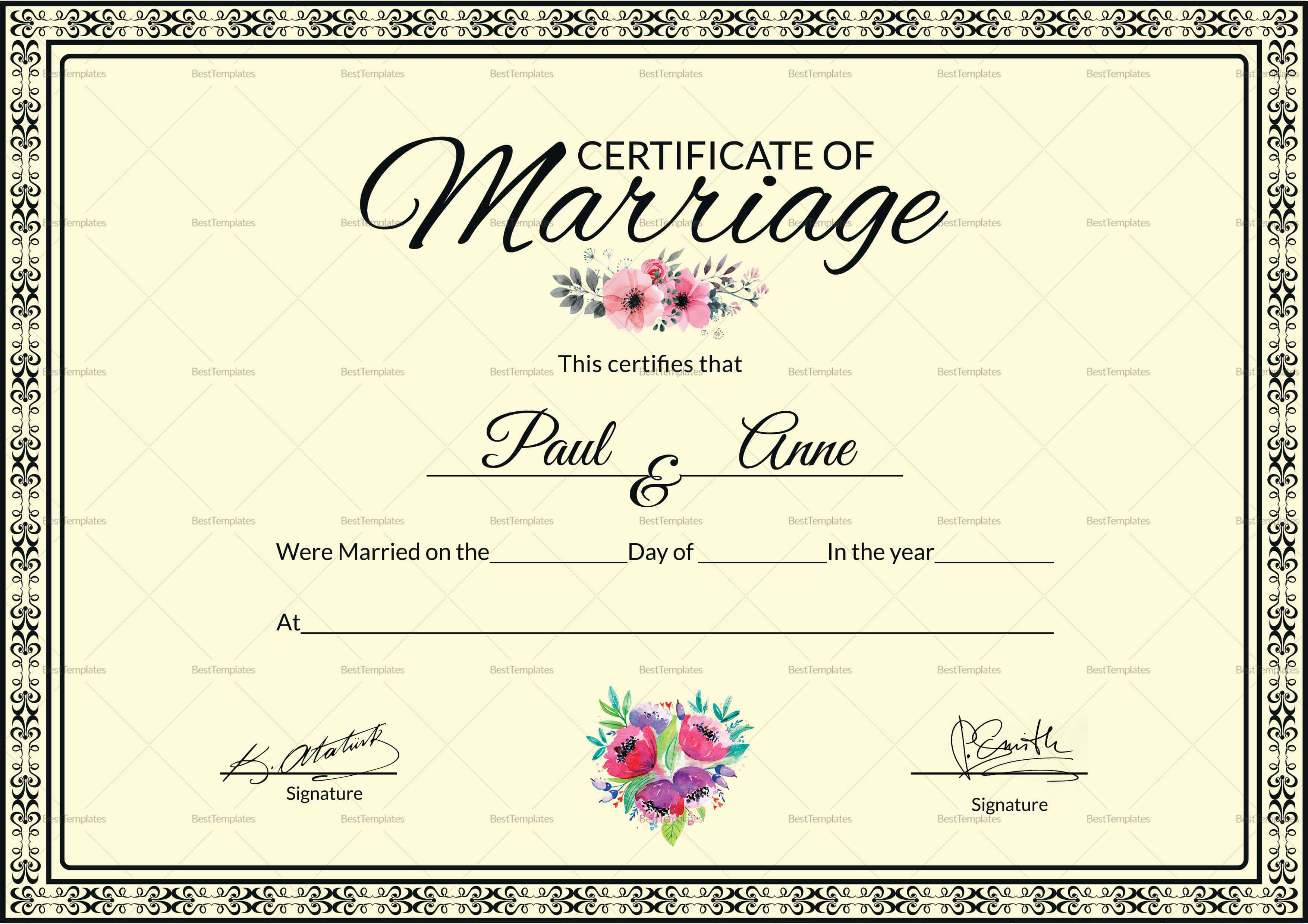 Marriage Certificate Template Within Certificate Of Marriage Template