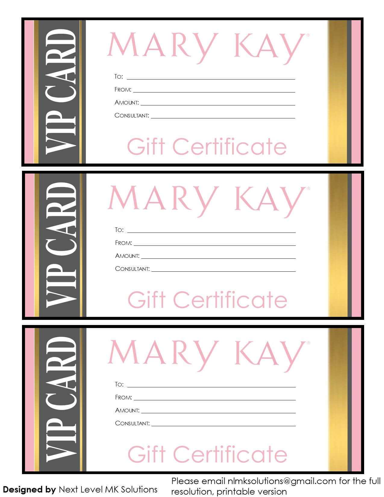 Mary Kay Gift Certificates – Please Email For The Full Pdf In Mary Kay Gift Certificate Template