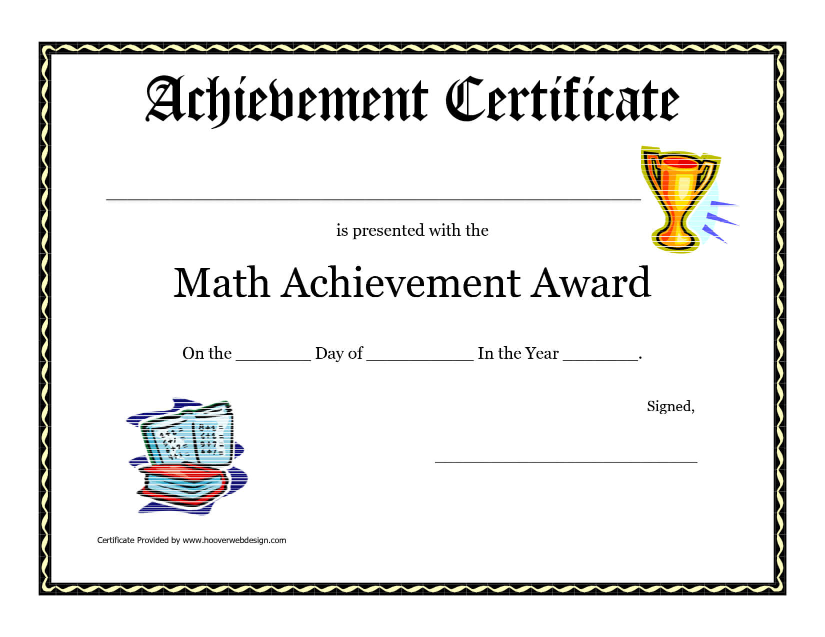 Math Achievement Award Printable Certificate Pdf | Math In Hayes Certificate Templates