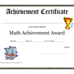 Math Achievement Award Printable Certificate Pdf | Math Pertaining To Academic Award Certificate Template