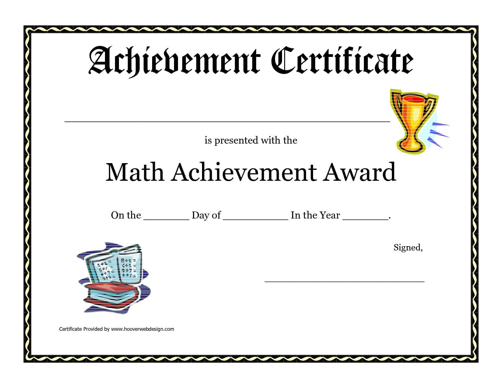 Math Achievement Award Printable Certificate Pdf | Math Pertaining To Academic Award Certificate Template