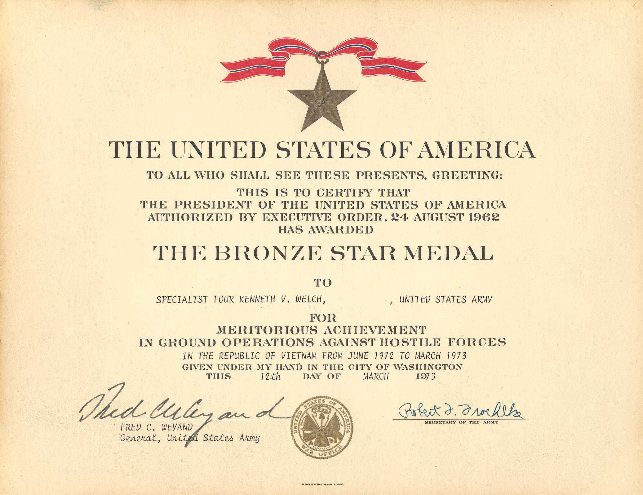 Army Good Conduct Medal Certificate Template ...