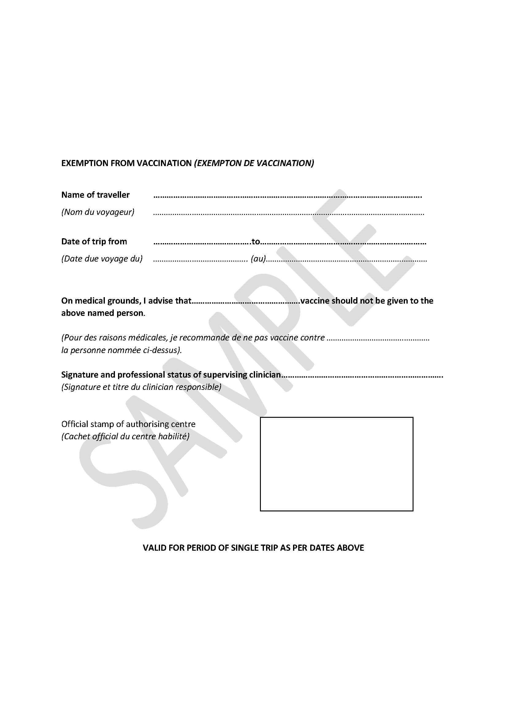 Medical Letter Of Exemption Yellow Fever Zone Inside Certificate Of Vaccination Template