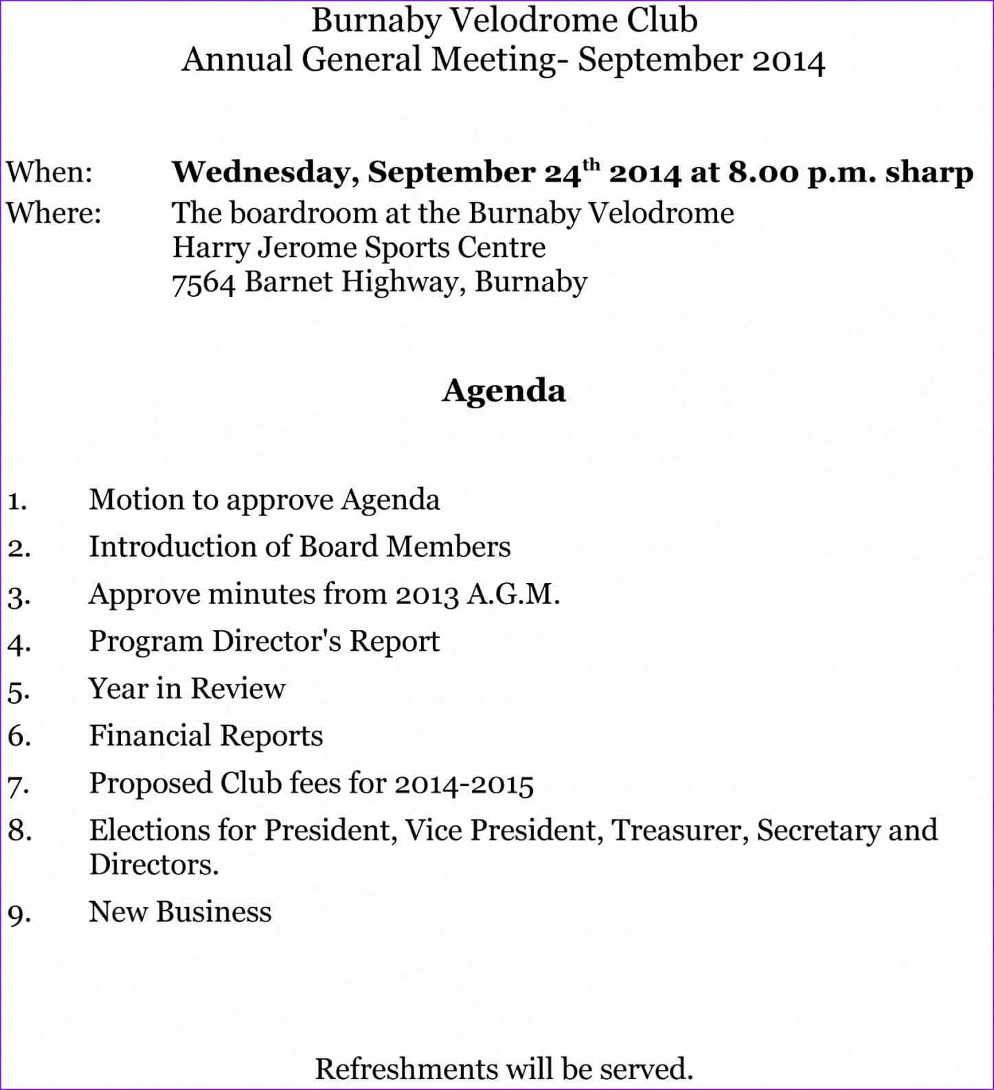 Meeting Agendalate Hsc Business Minutes Sample For Team With Regard To Treasurer's Report Agm Template