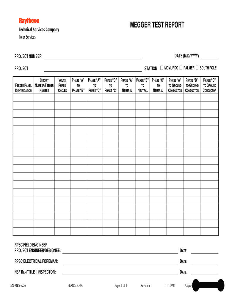 Megger Test Report - Fill Online, Printable, Fillable, Blank For Megger Test Report Template