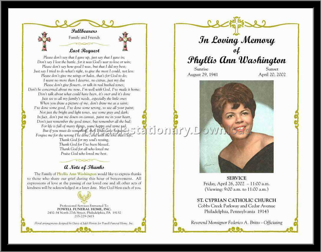 Memorial Cards For Funeral Template Free Great Free Funeral Within Memorial Brochure Template