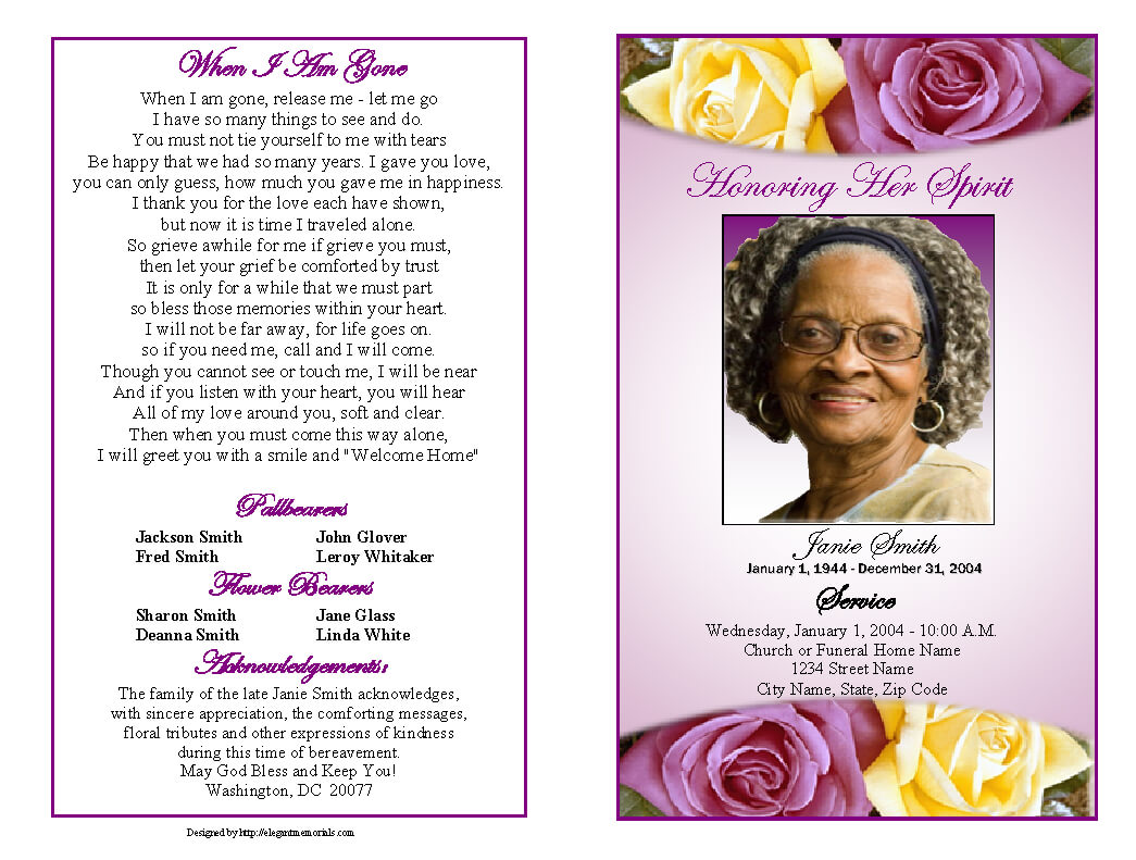 Memorial Service Programs Sample | Choose From A Variety Of In Funeral Invitation Card Template