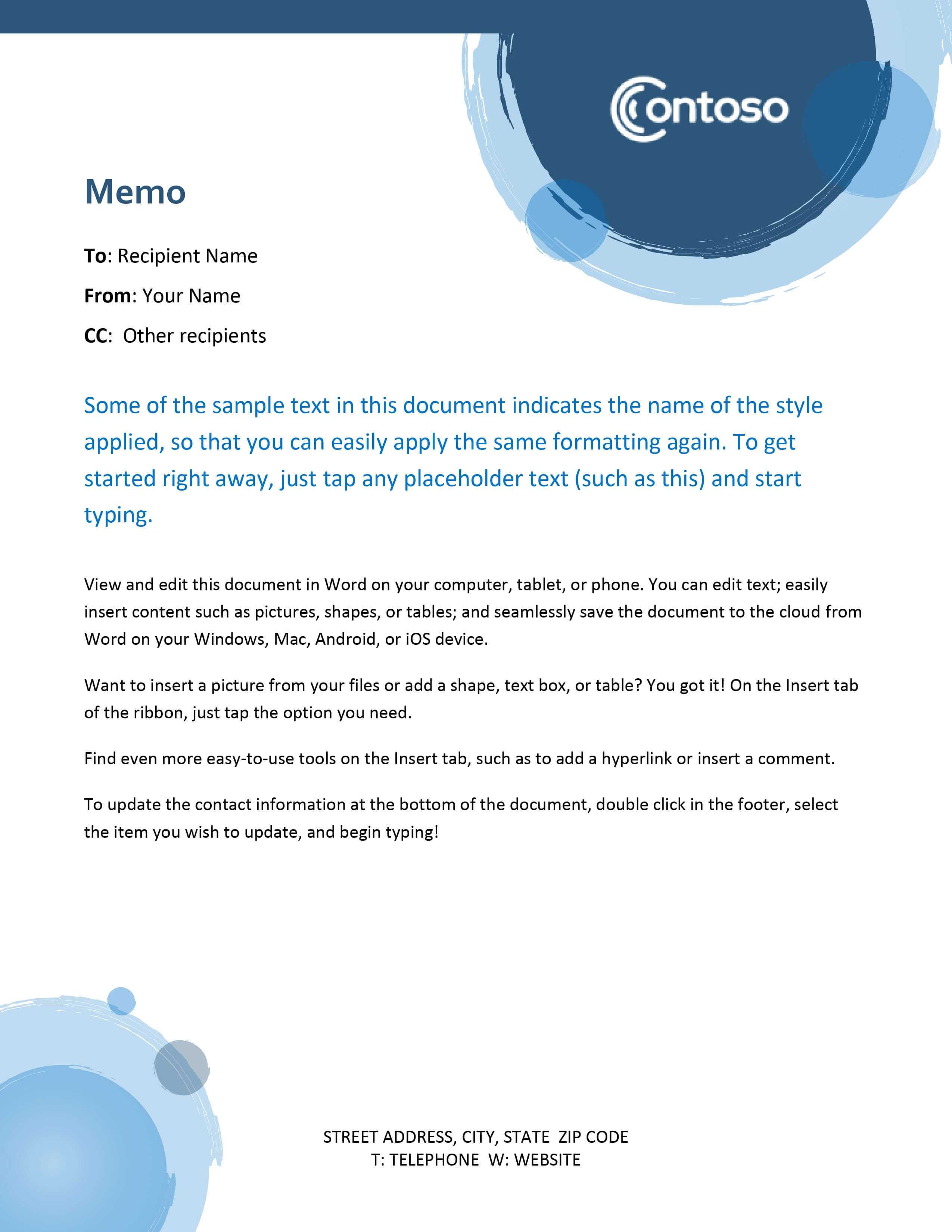 Memos - Office Inside Memo Template Word 2010