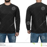Men In Blank Black Pullover, Front And Back View, White Inside Blank Black Hoodie Template