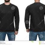 Men In Blank Black Pullover, Front And Back View, White Inside Blank Black Hoodie Template