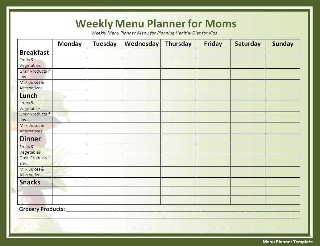 Menu Planner Template | Nutrition In 2019 | Menu Planning Pertaining To Meal Plan Template Word