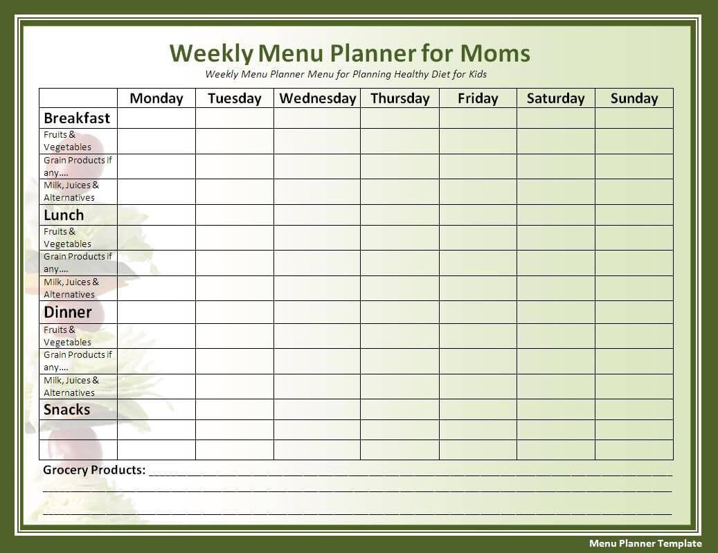 Menu Planner Template | Nutrition In 2019 | Menu Planning Pertaining To Weekly Meal Planner Template Word