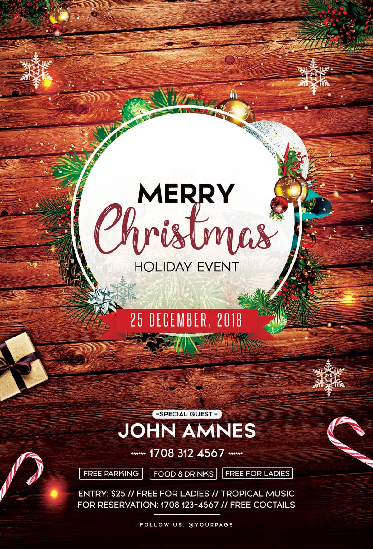 Merry Christmas 2018 – Free Psd Flyer Template – Free Psd In Christmas Brochure Templates Free