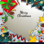 Merry Christmas Card Template With Present And In Adobe Illustrator Christmas Card Template