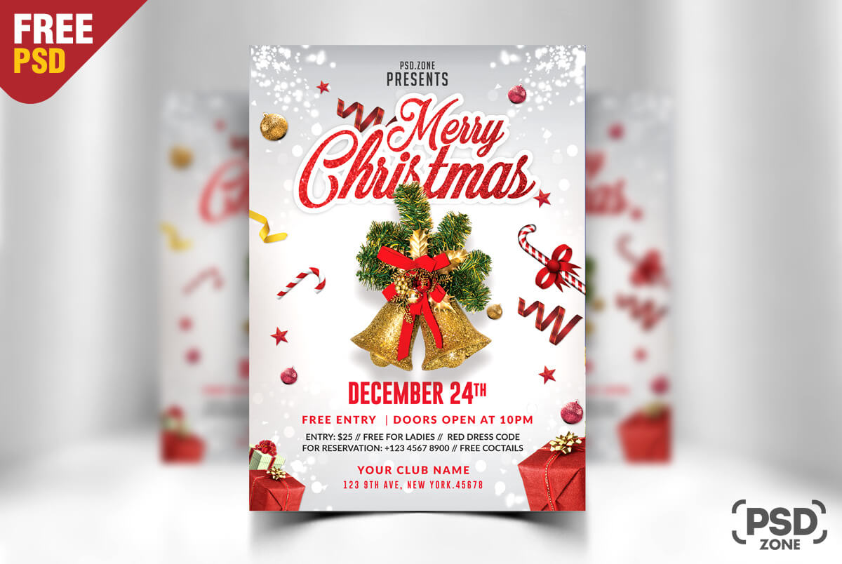 Merry Christmas Flyer Free Psd – Psd Zone With Regard To Christmas Photo Card Templates Photoshop