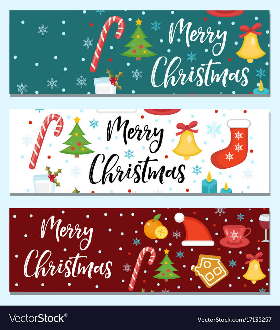 Merry Christmas Set Of Banners Template With With Regard To Merry Christmas Banner Template