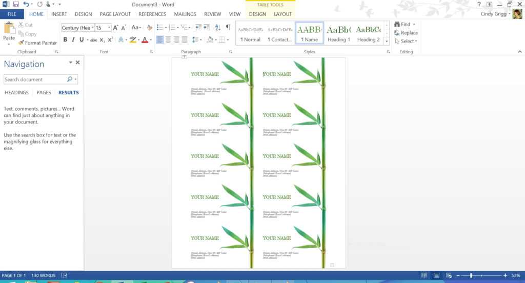 Front And Back Business Card Template Word