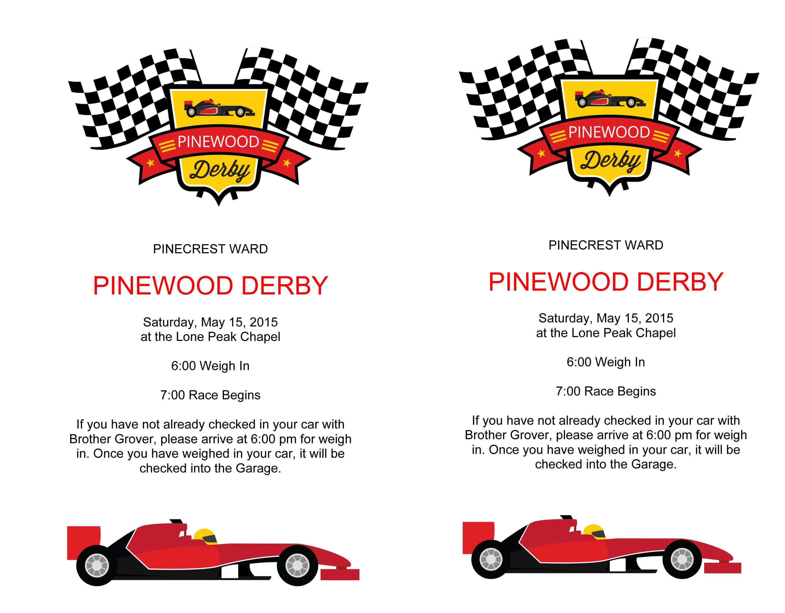 Microsoft Word – Pinewood Derby Flyer.docx | Scouts With Pinewood Derby Certificate Template