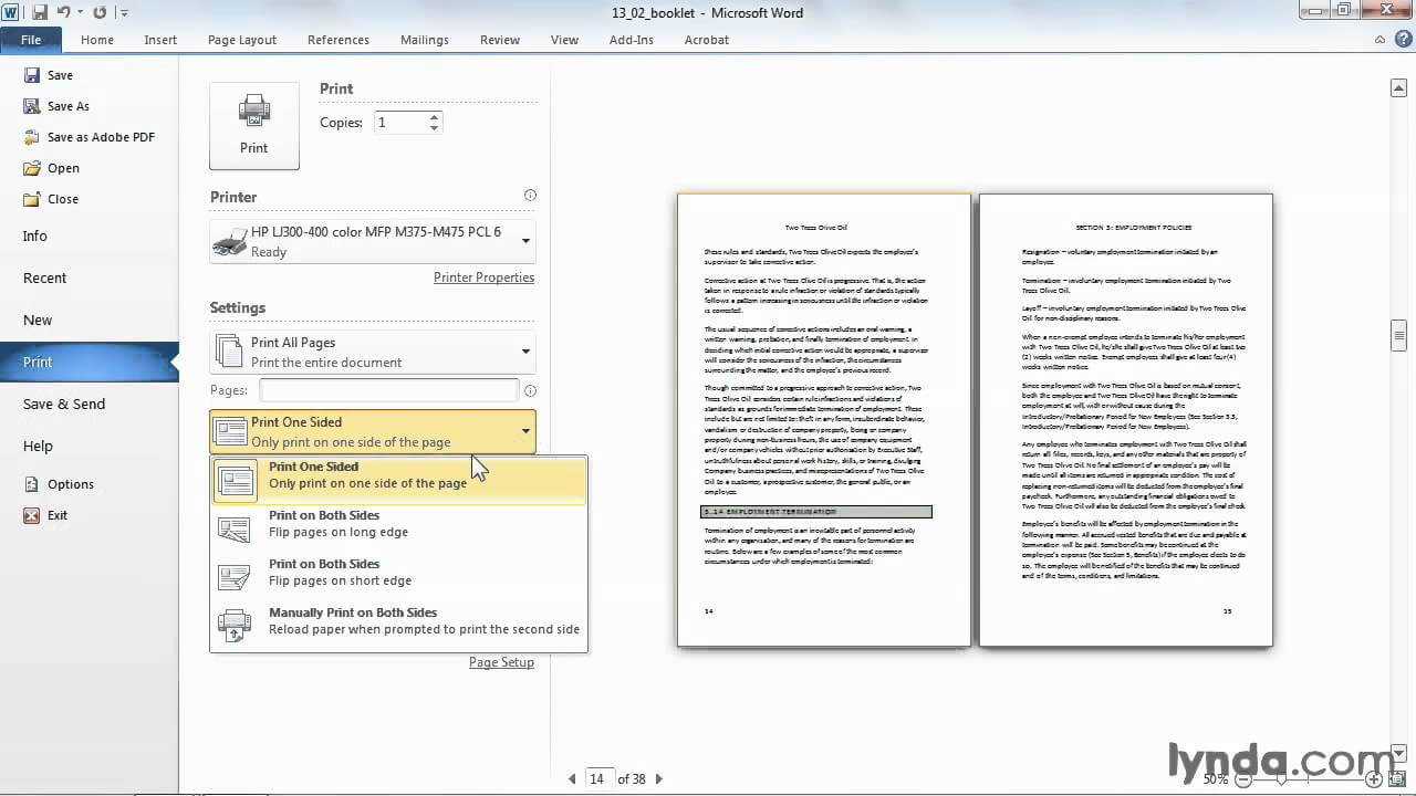 Microsoft Word Tutorial: How To Print A Booklet | Lynda Intended For How To Create A Book Template In Word