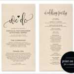 Microsoft Word Wedding Program Template – Wovensheet.co In Free Printable Wedding Program Templates Word
