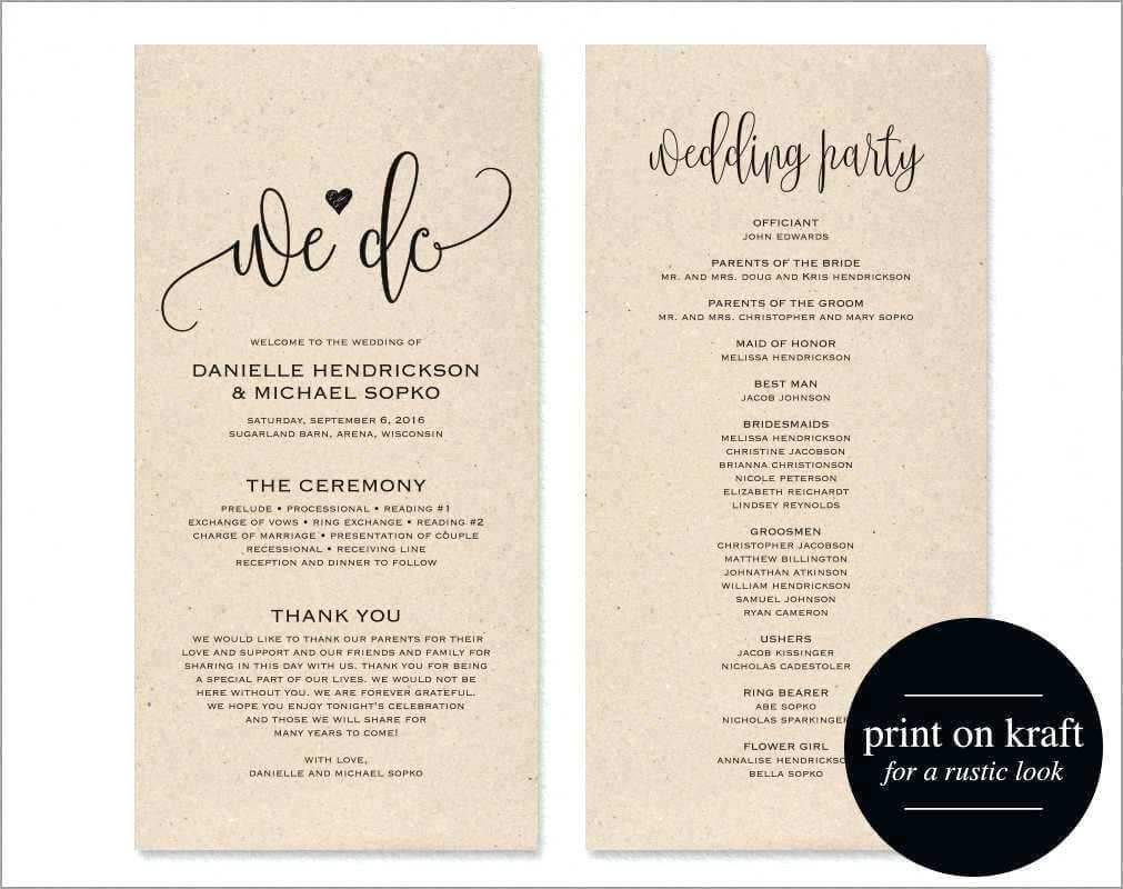 Microsoft Word Wedding Program Template – Wovensheet.co In Free Printable Wedding Program Templates Word
