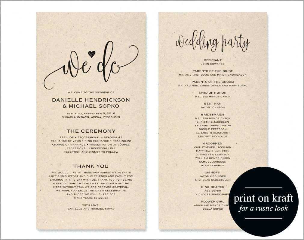 Microsoft Word Wedding Program Template – Wovensheet.co In Free Printable Wedding Program Templates Word