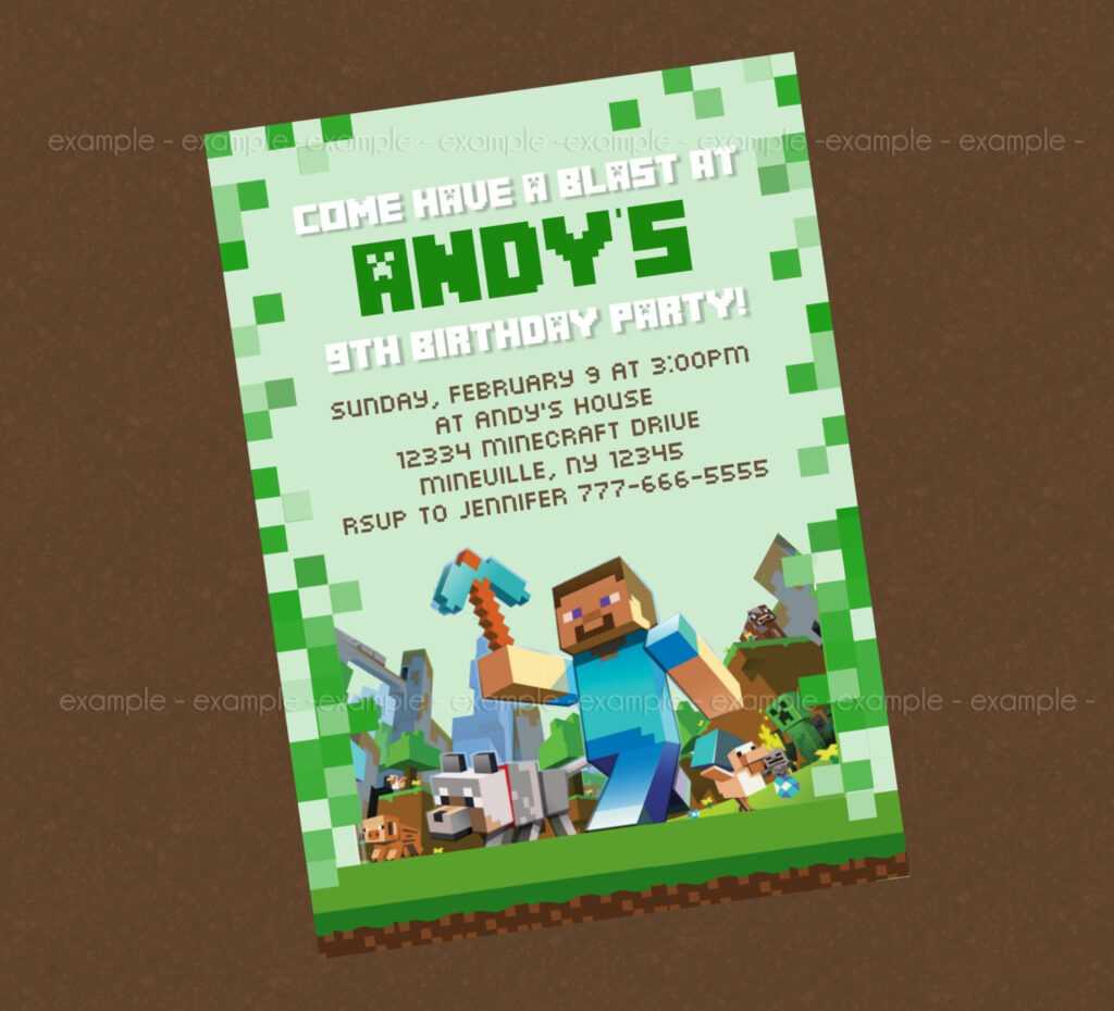 Minecraft Birthday Party Invitation Templates – Invitation inside