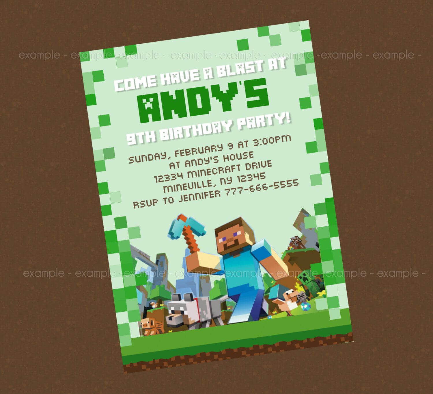 Minecraft Birthday Party Invitation Templates – Invitation Inside Minecraft Birthday Card Template