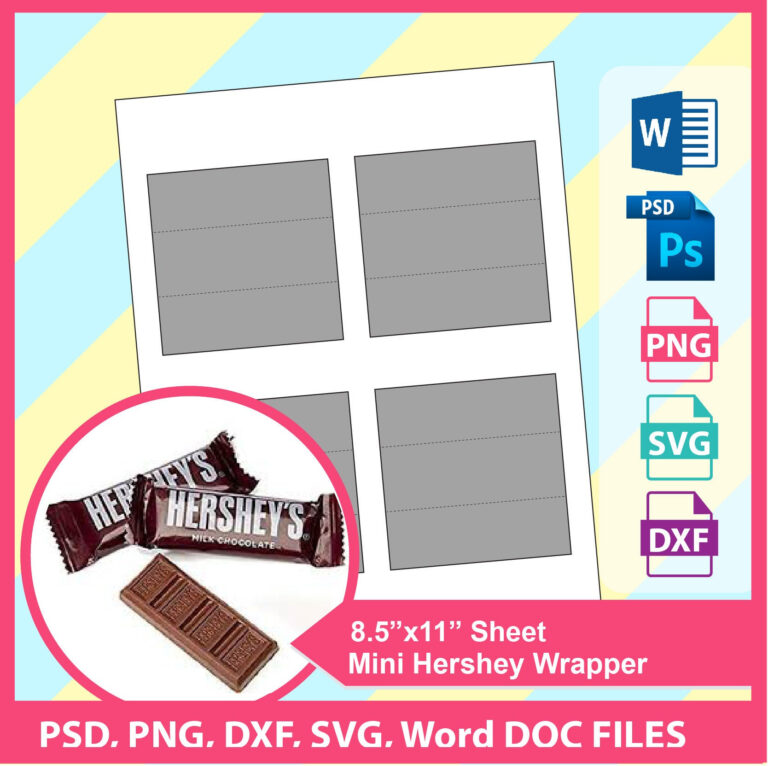 Mini Size Hershey Candy Bar Wrapper Template, Psd, Png And Svg, Dxf ...