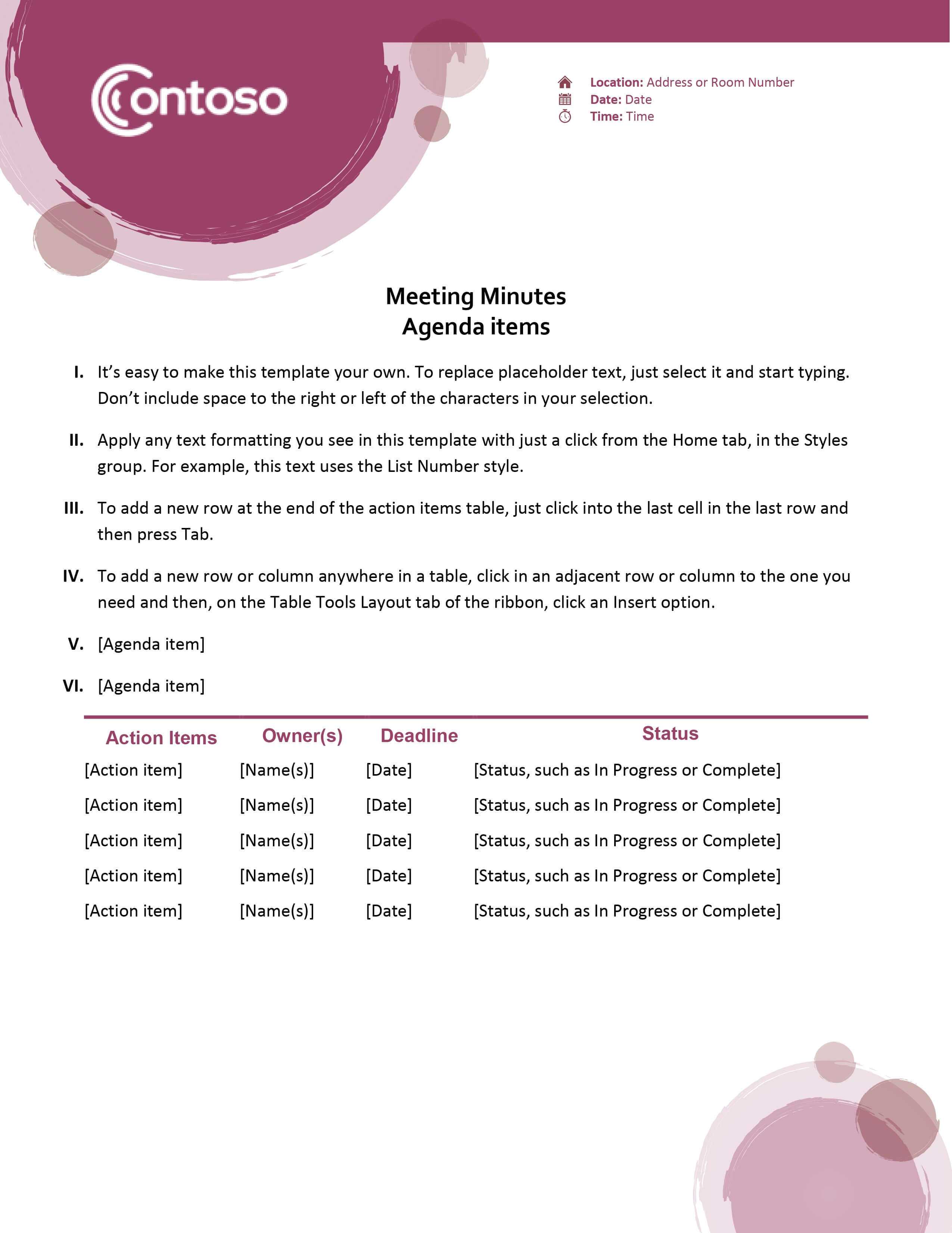 Minutes - Office For Corporate Minutes Template Word