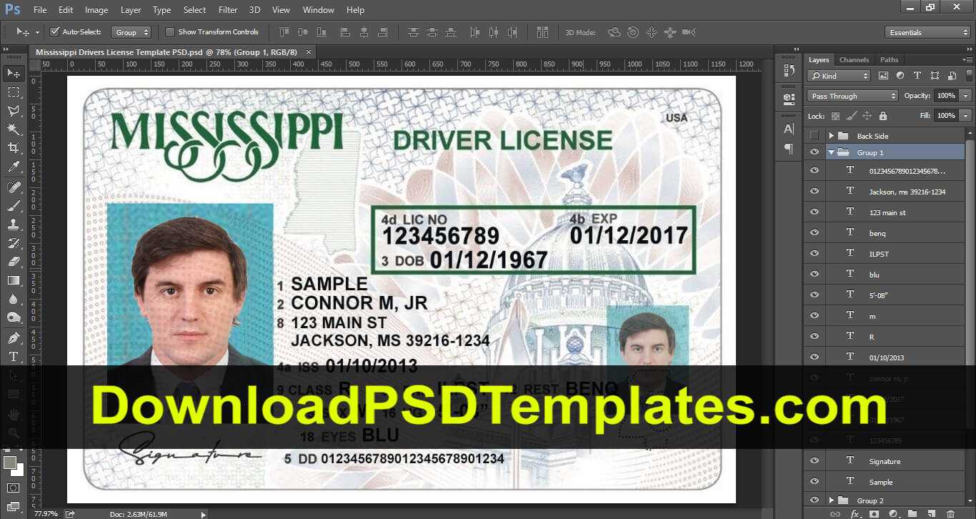 Mississippi Drivers License Template Psd Intended For French Id Card Template