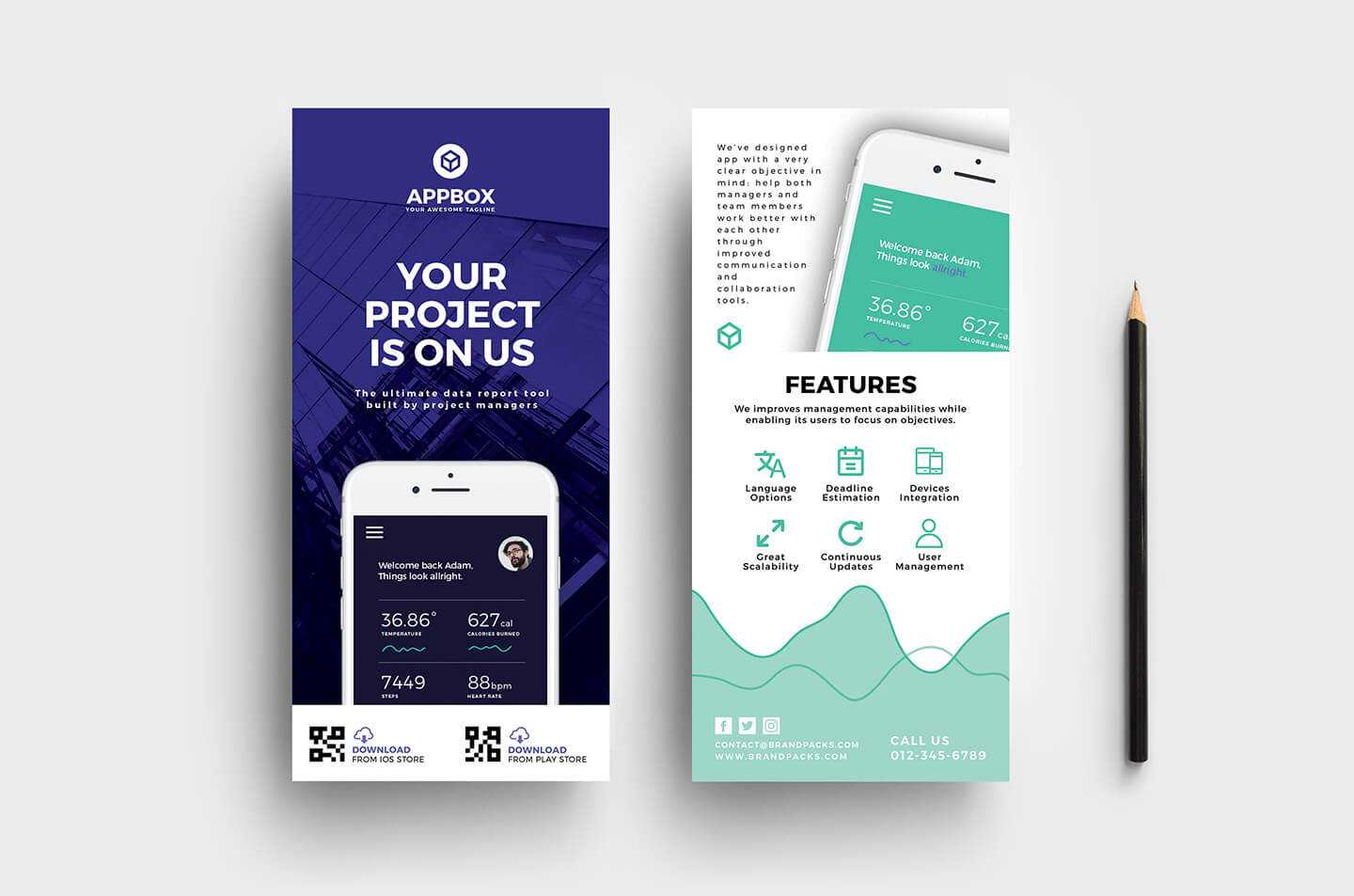 Mobile App Dl Card Template – Psd, Ai & Vector – Brandpacks For Dl Card Template