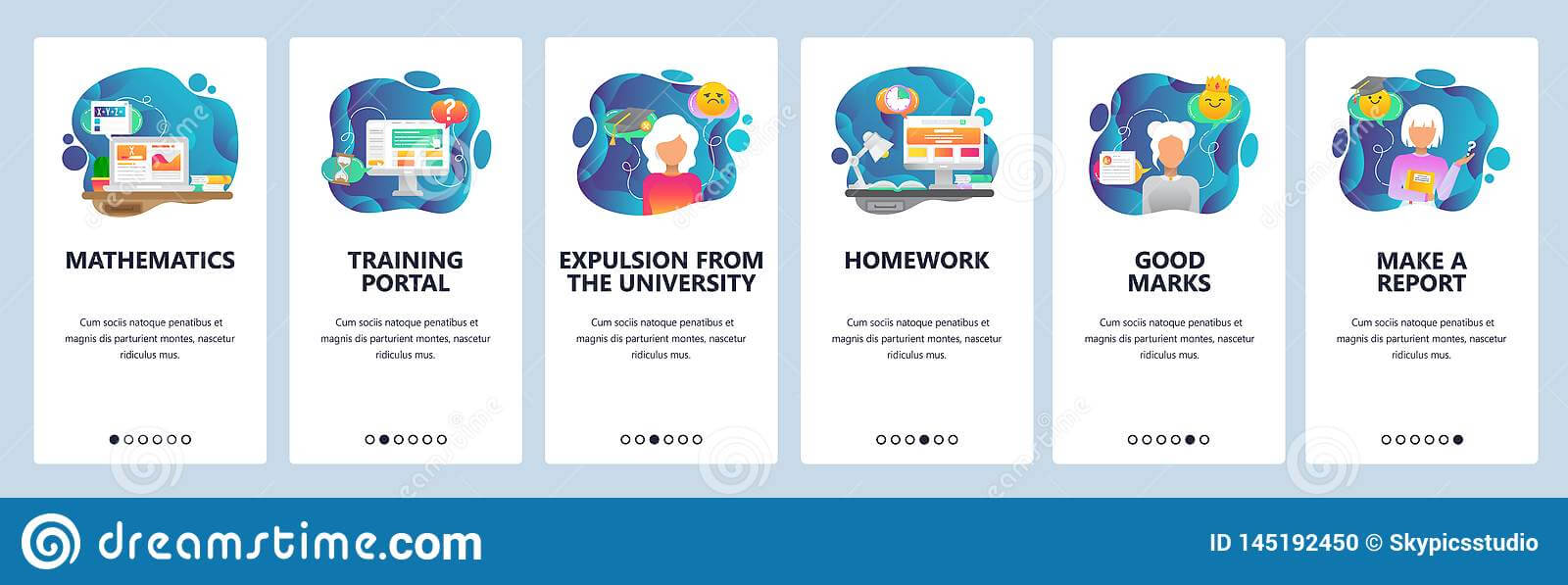 Mobile App Onboarding Screens. School And College Education Within College Banner Template