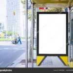 Mock Up Banner Template At Bus Shelter Media Outdoor City Inside Street Banner Template