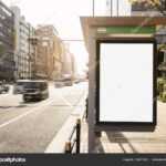 Mock Up Banner Template At Bus Shelter Media Outdoor Display Inside Street Banner Template