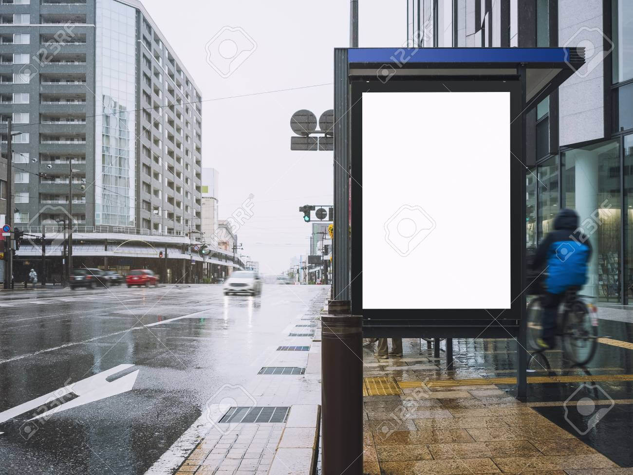 Mock Up Banner Template At Bus Shelter Media Outdoor Street Sign.. With Regard To Street Banner Template