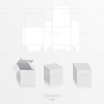 Mockup Box With Die Cut Template Vector Blank Square Box Within Blank Packaging Templates