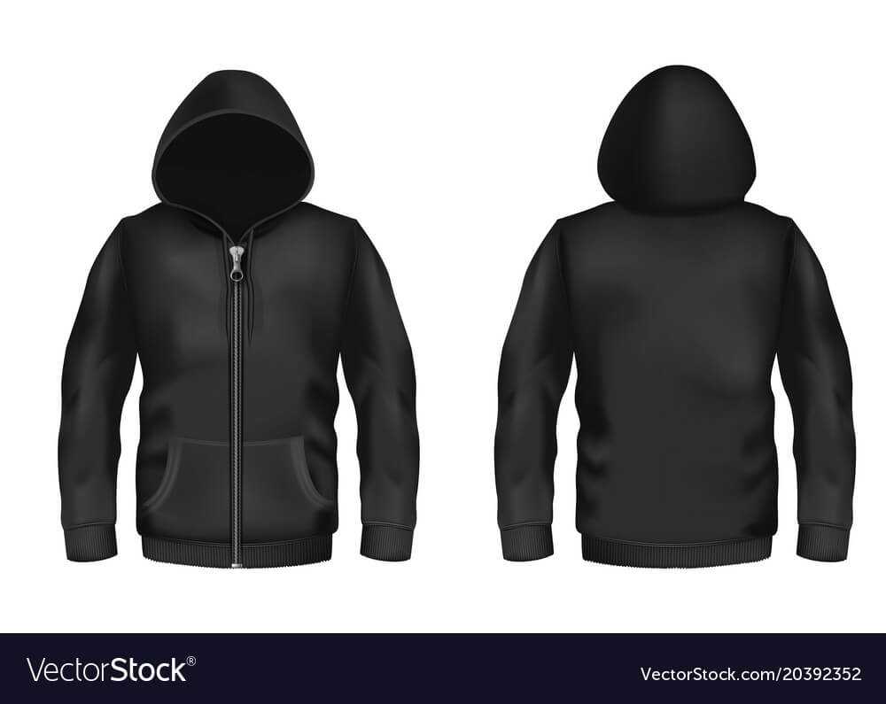 Mockup With Realistic Black Hoodie Vector Image In Blank Black Hoodie Template