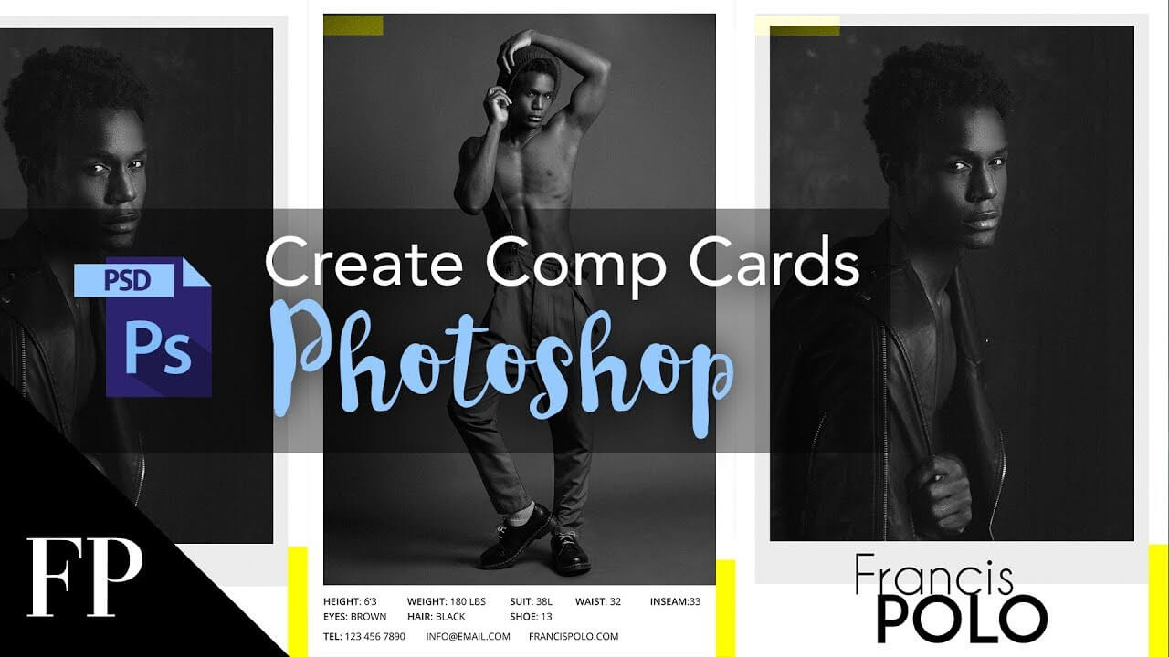 Model Comp Card With Adobe Photoshop + Free Template For Free Model Comp Card Template Psd