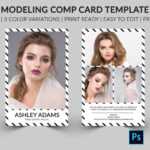 Modeling Comp Card | Model Agency Zed Card | Photoshop, Elements & Ms Word  Template |Modeling Card | Instant Download | Intended For Free Comp Card Template