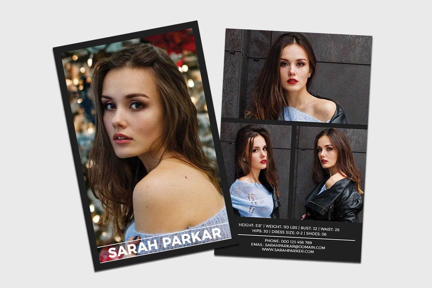 Modeling Comp Card | Model Agency Zed Card | Photoshop Inside Zed Card Template