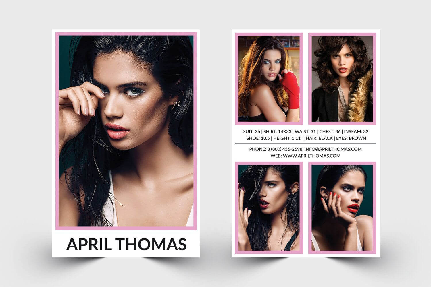 Modeling Comp Card | Model Agency Zed Card | Photoshop & Ms In Zed Card Template